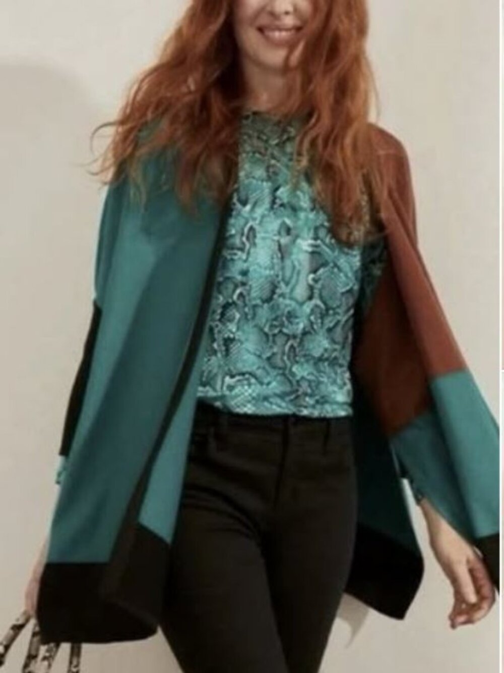 Chicos Womens Sweater Cardigan/Ruana Open Color Block S/M